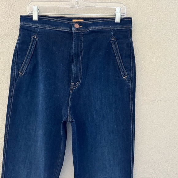 Mother Smokin Double Welt Heel Flare Jeans Retro Off Limits Dark Denim Blue 32 - Picture 10 of 14